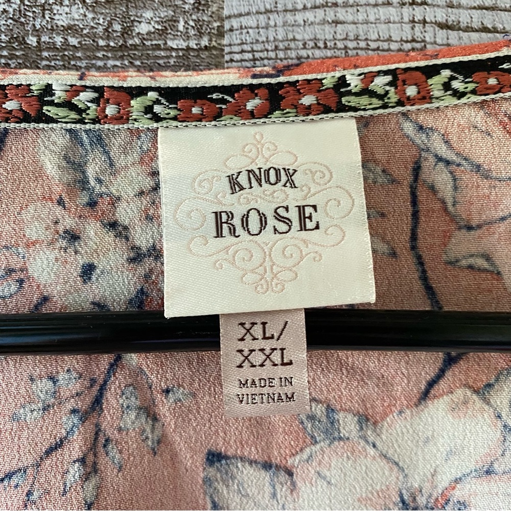 Knox Rose‎ Women's Floral Open-Front Tasseled Kimono Size XL/XXL - Picture 7 of 8